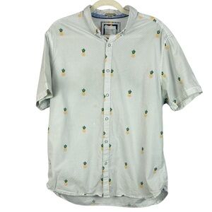 Cactus Man Ricky Singh Cotton White Polka Dot Pineapple Print XL Casual Shirt